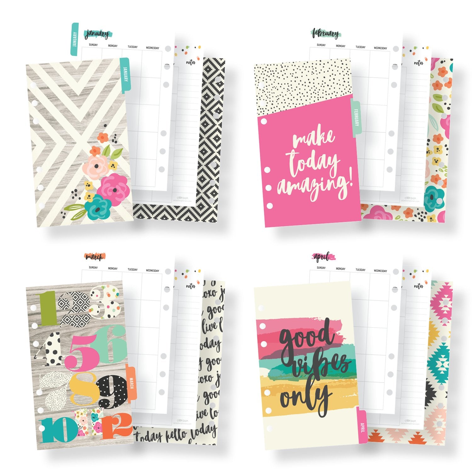 Carpe Diem Beautiful Double-Sided Personal Planner Inserts-Monthly,  Undated, 1 - Fry's Food Stores
