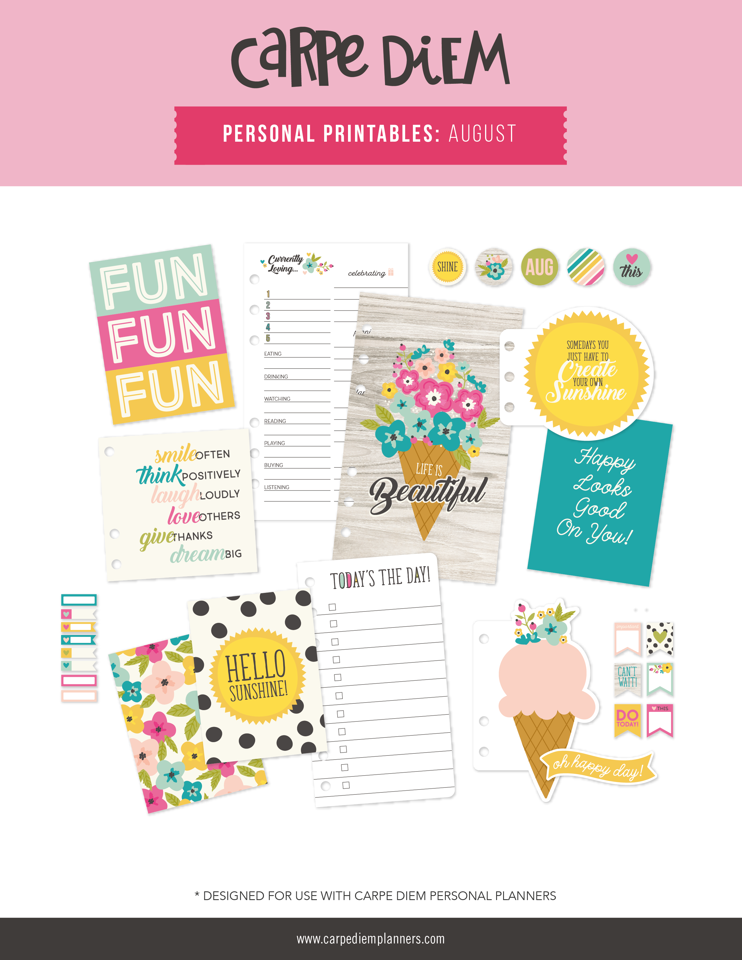 Personal Planner Printables - August Freebie – Carpe Diem Planners