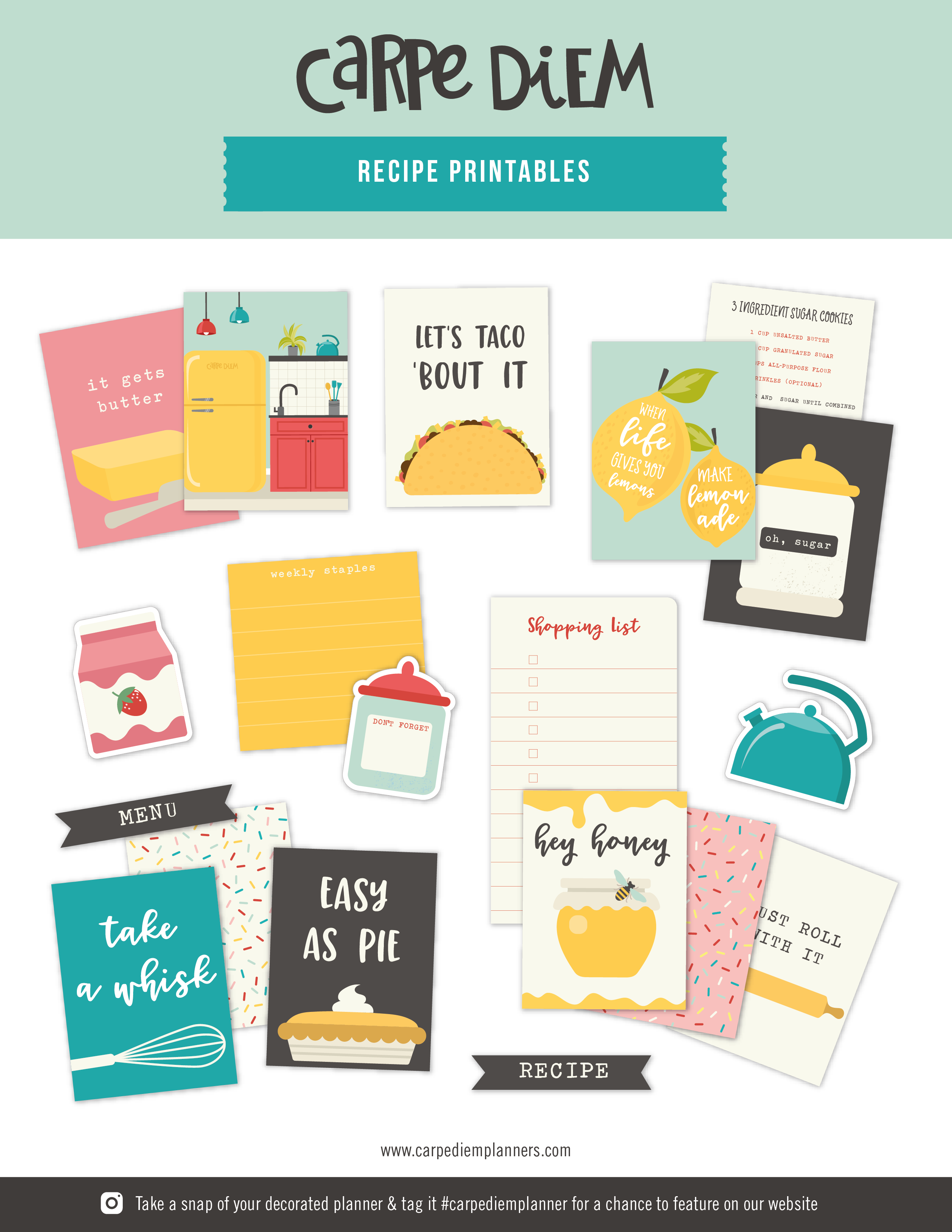 Recipe Planner Printables – Carpe Diem Planners