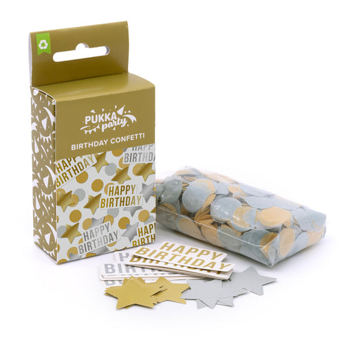 Pukka Party Metallic Birthday Confetti, Pack 3