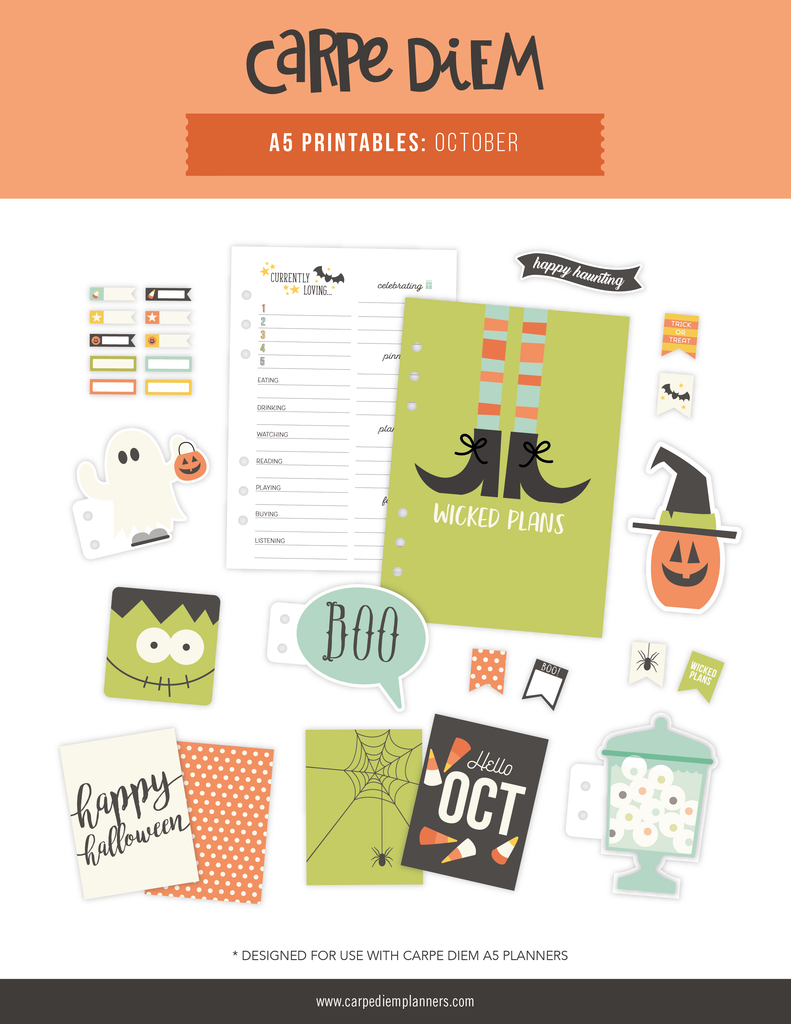 Carpe Diem free A5 planner printable October