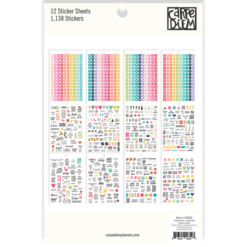 Carpe Diem A5 Planner Sticker Tablet Calendar
