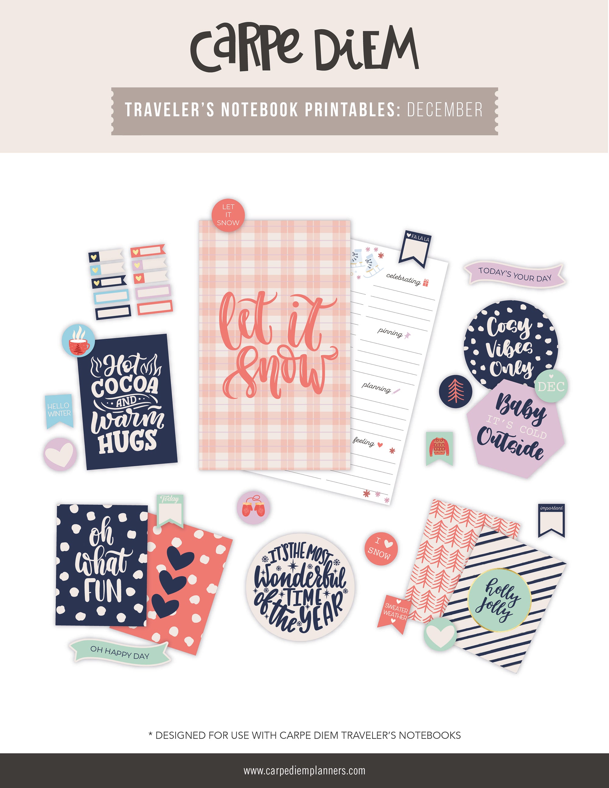Free December Printable for Traveler Notebooks | Carpe Diem Planners