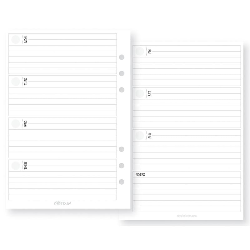 Horizontal Weekly A5 Planner Inserts