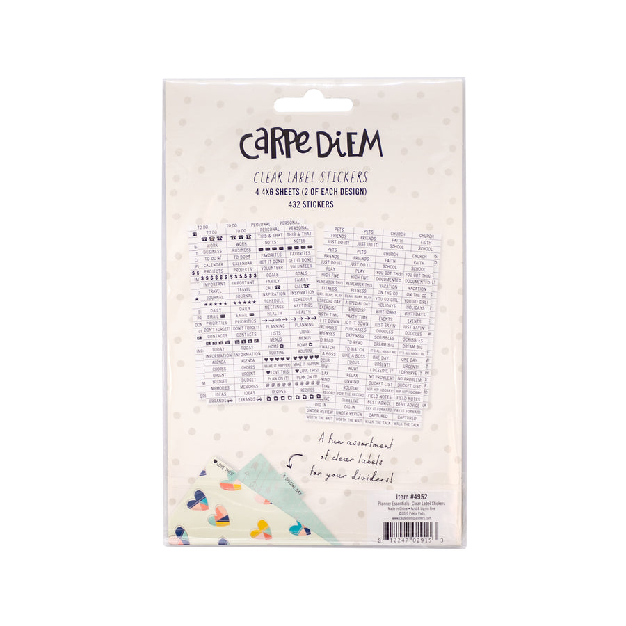 Clear Label Stickers for Planners - Carpe Diem Planners