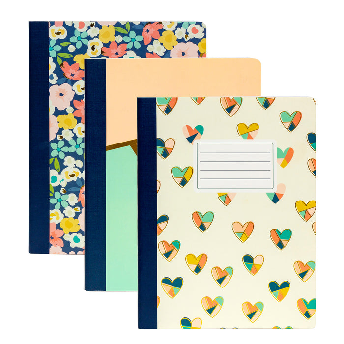 carpe diem Floral Love Composition Books 3-pack