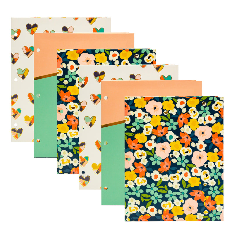 Floral Love Pocket Portfolio - Assorted Pack of 6