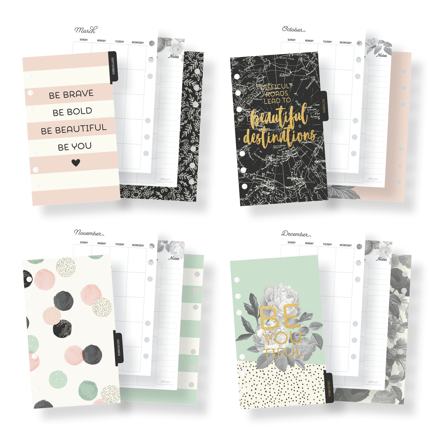 Personal Planner Monthly Calendar Inserts