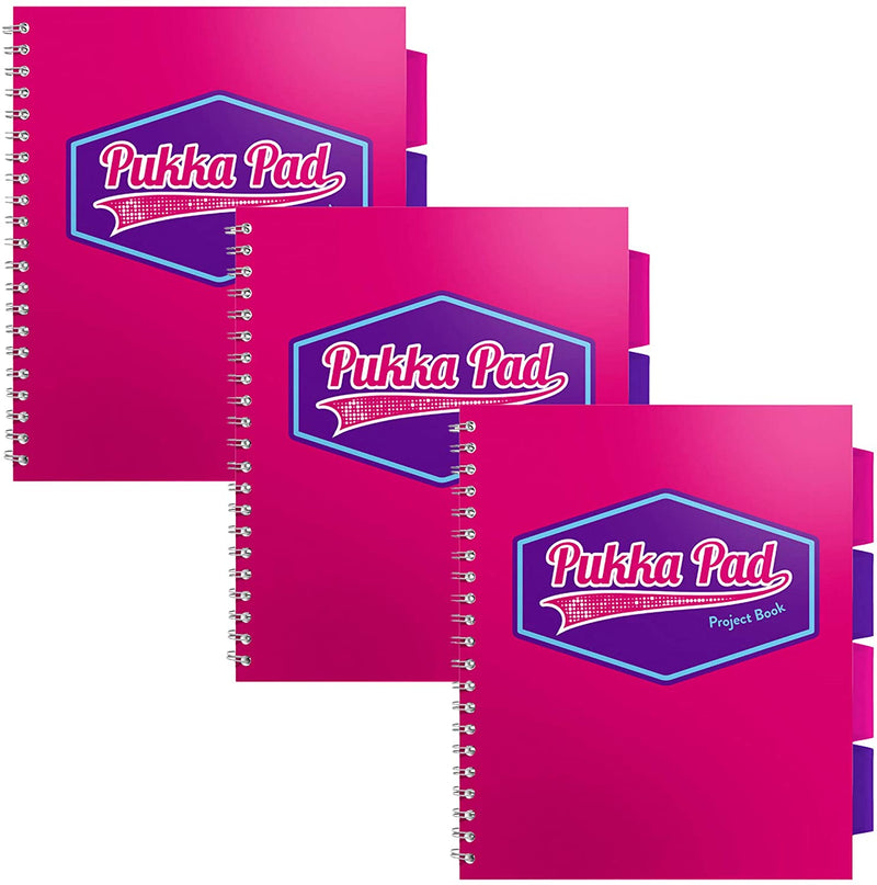 Pukka Pads Pink Vision Letter Size 5-Subject Notebook - 3 Pack