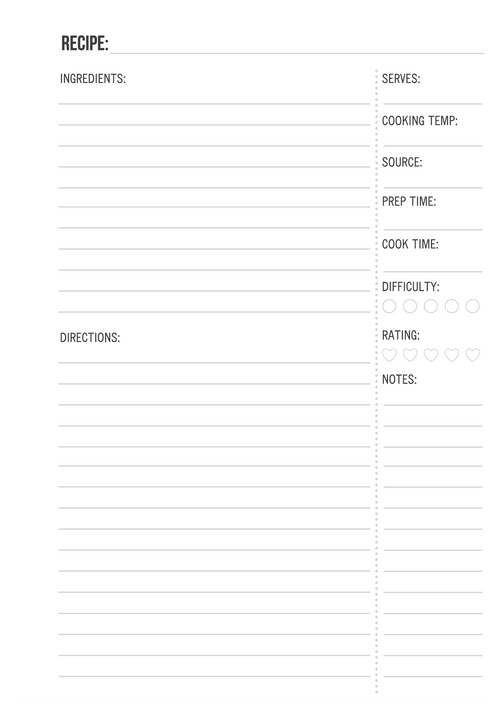 Recipe – Carpe Diem Planners
