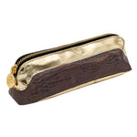 Crocodile print, gold slim pencil case