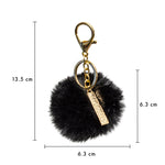 Black faux fur keyring measurements