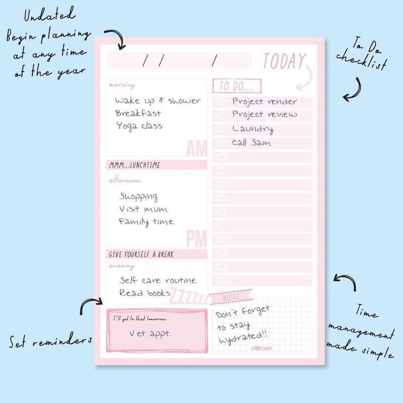 Ballerina Pink Daily Planner Pad
