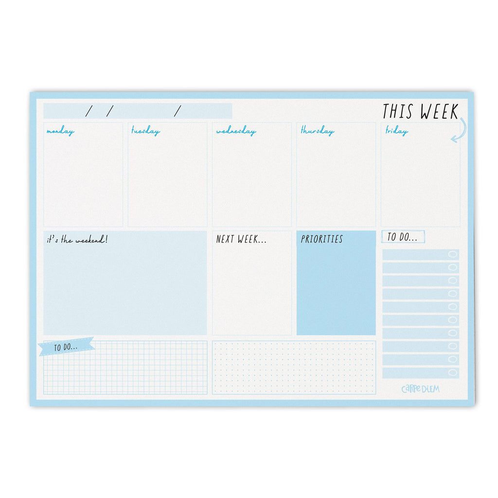 Sky blue weekly planner pad 