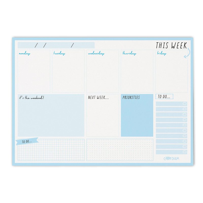 Sky blue weekly planner pad 
