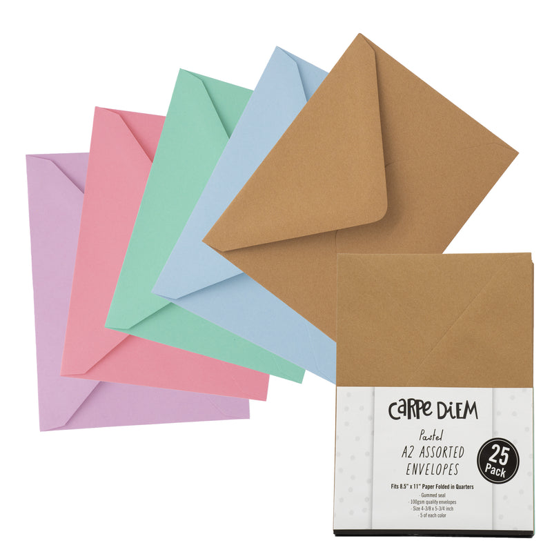 Pastel Colored Assorted A2 Envelopes - Pack of 25