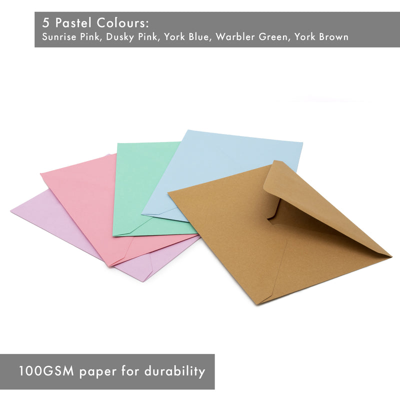 Pastel Coloured Assorted A7 Envelopes - Pack of 25