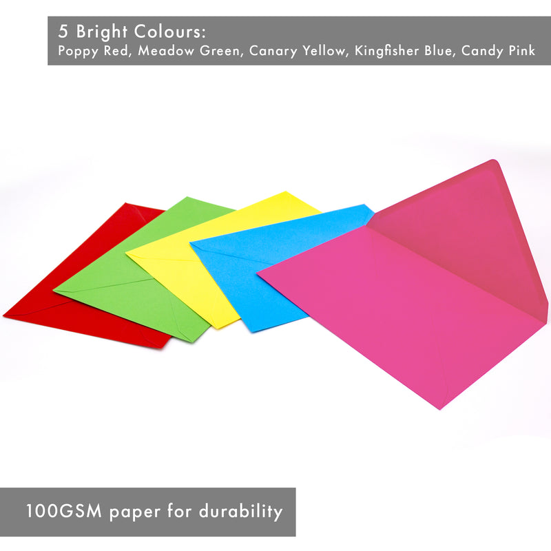 Bright Colored Assorted A2 Envelopes - Pack of 25