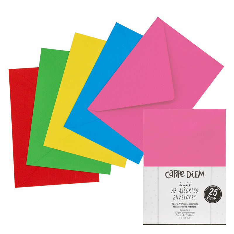 Bright Coloured Assorted A7 Envelopes - Pack of 25