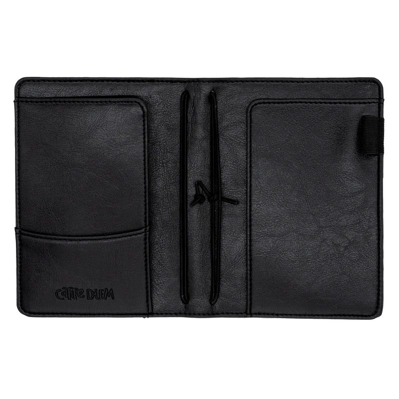 Black A6 notebook and passport holder