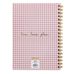 Back of Carpe Diem ballerina pink check B5 hardcover notebook