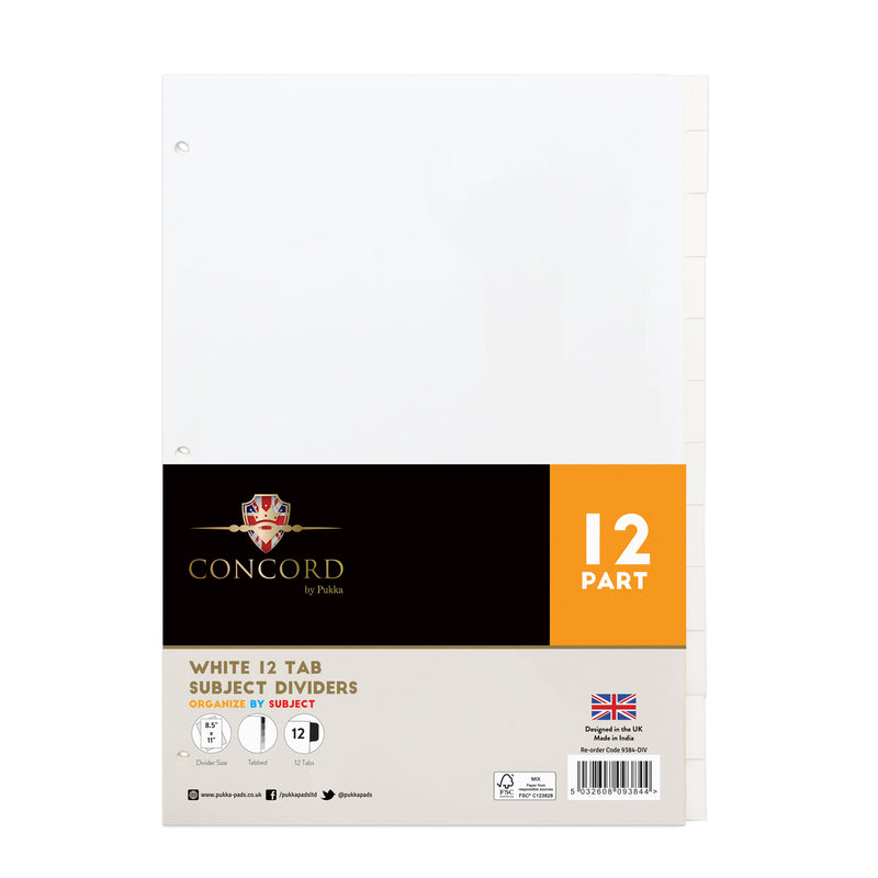 Concord White Divider Letter Size 12-Part