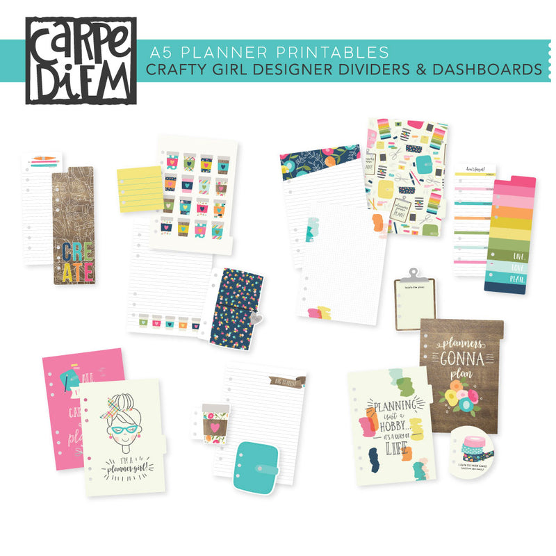 Crafty Girl A5 Planner Printables - Designer Dividers & Dashboards