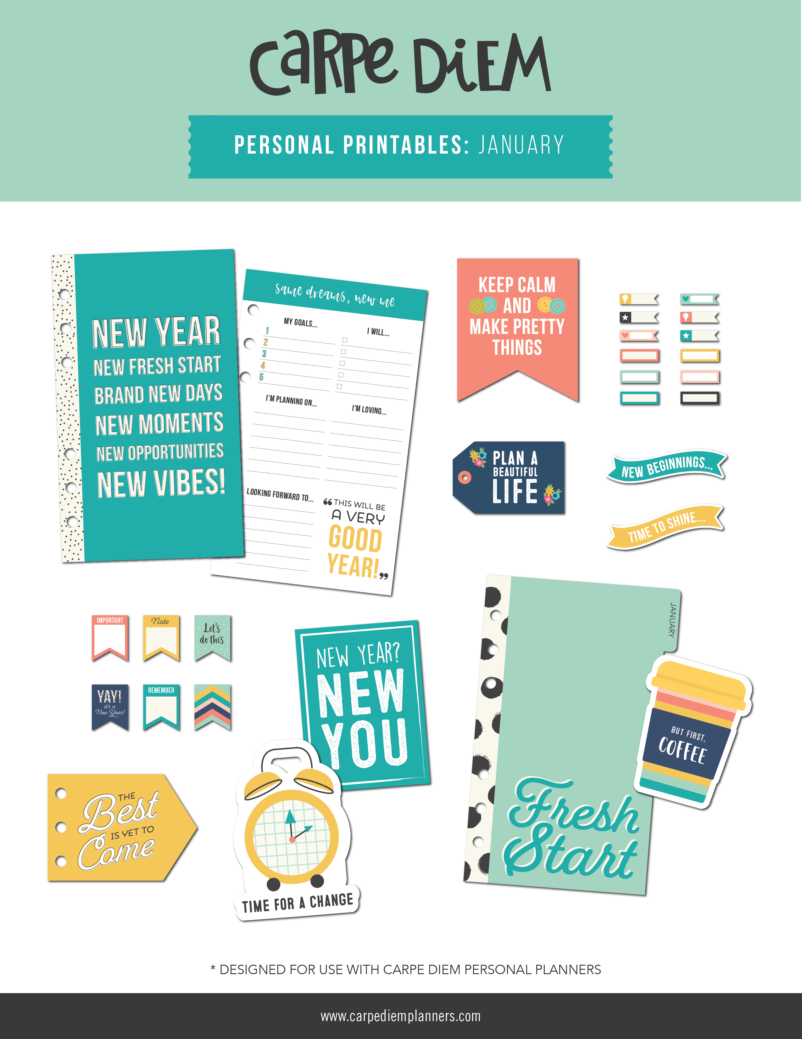 Personal Planner Printables - January 2022 Freebie – Carpe Diem Planners