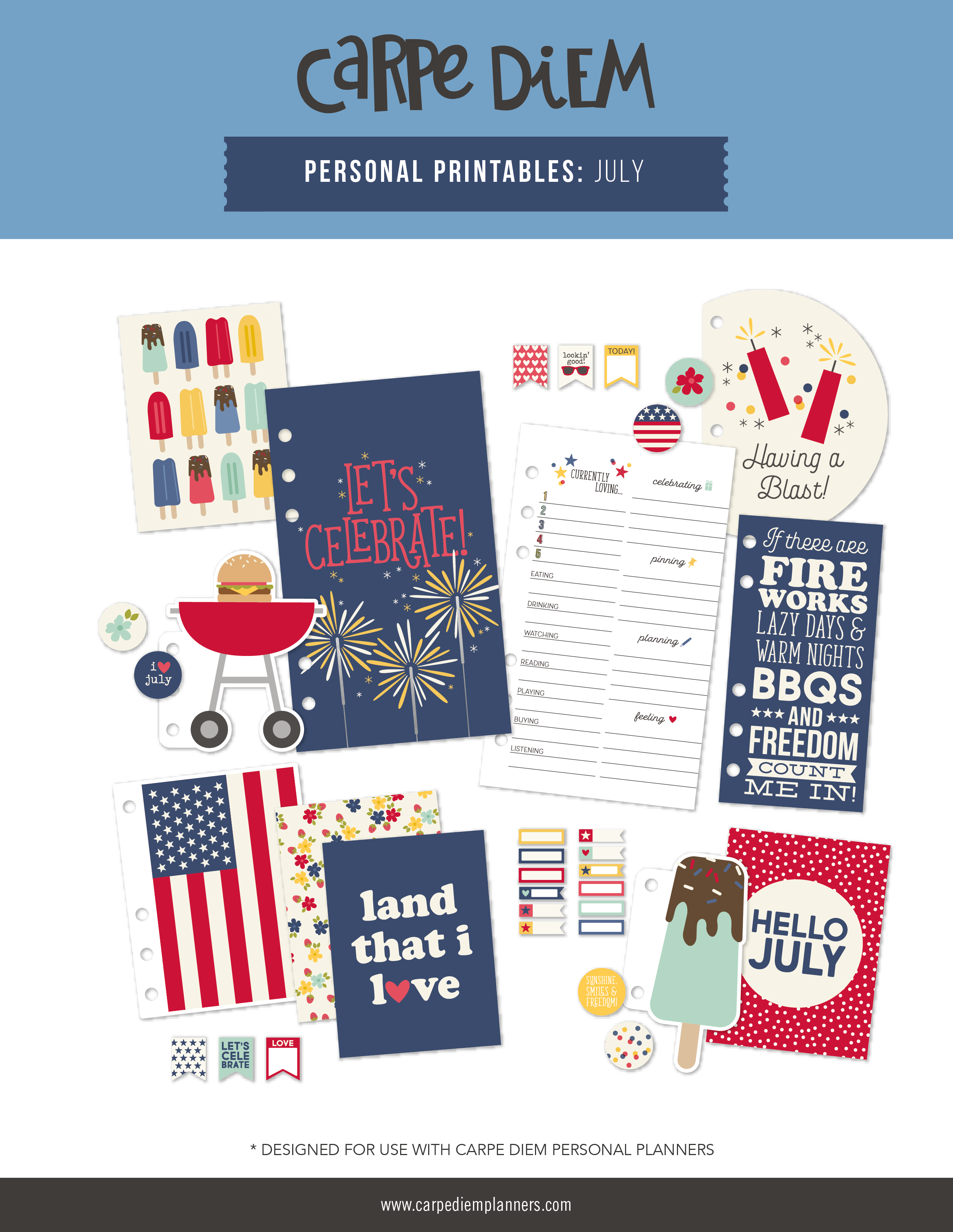 Personal Planner Printables - July Freebie – Carpe Diem Planners