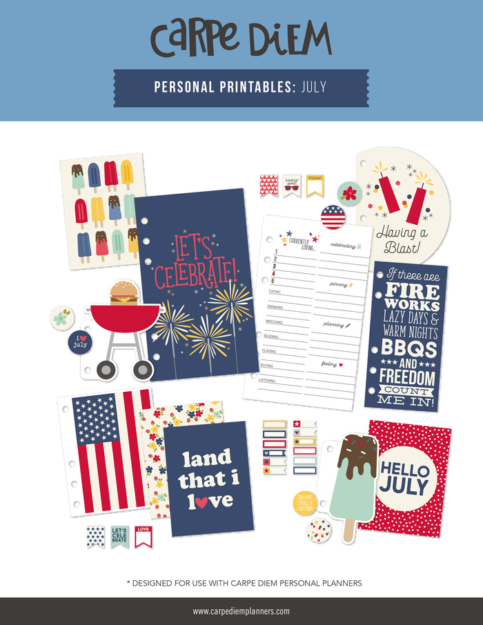 carpe diem Personal Planner Printables - July Freebie