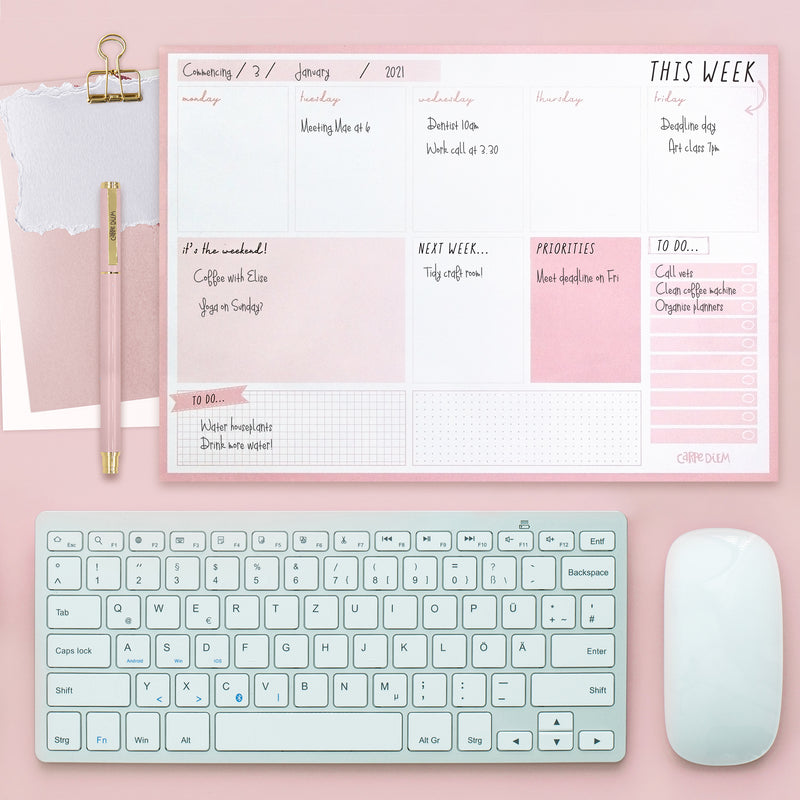 Ballerina pink weekly planner pad