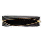 Black faux leather pencil case with gold hardware