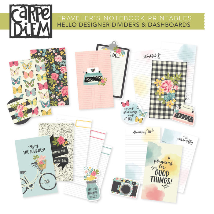 carpe diem Hello Traveler's Notebook Printables - Designer Pages & Dashboards