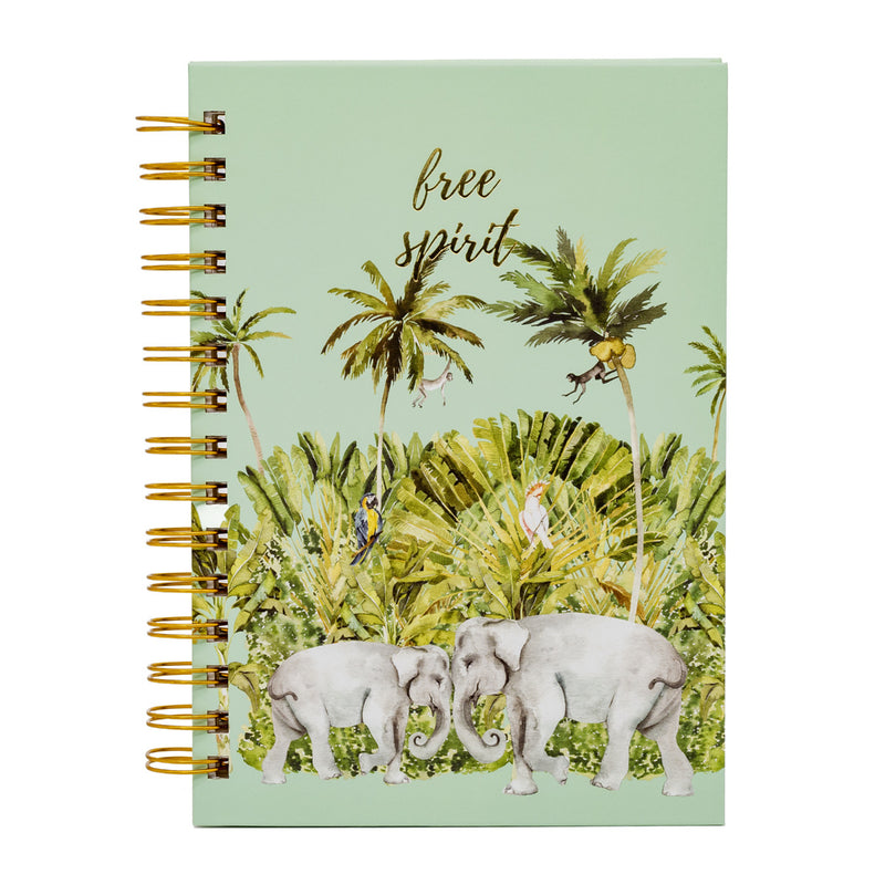 Carpe Diem x La Papelaria, Hard Cover Spiral Notebook in Elephant Print
