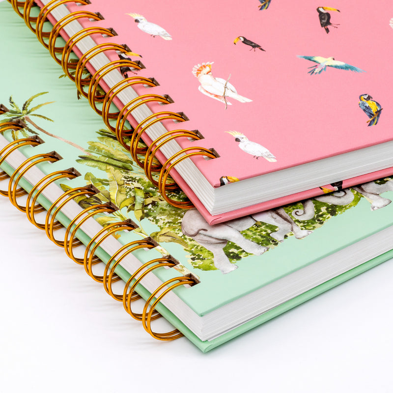 Carpe Diem x La Papelaria, Hardcover Spiral Notebook in Pink Cockatoo Print